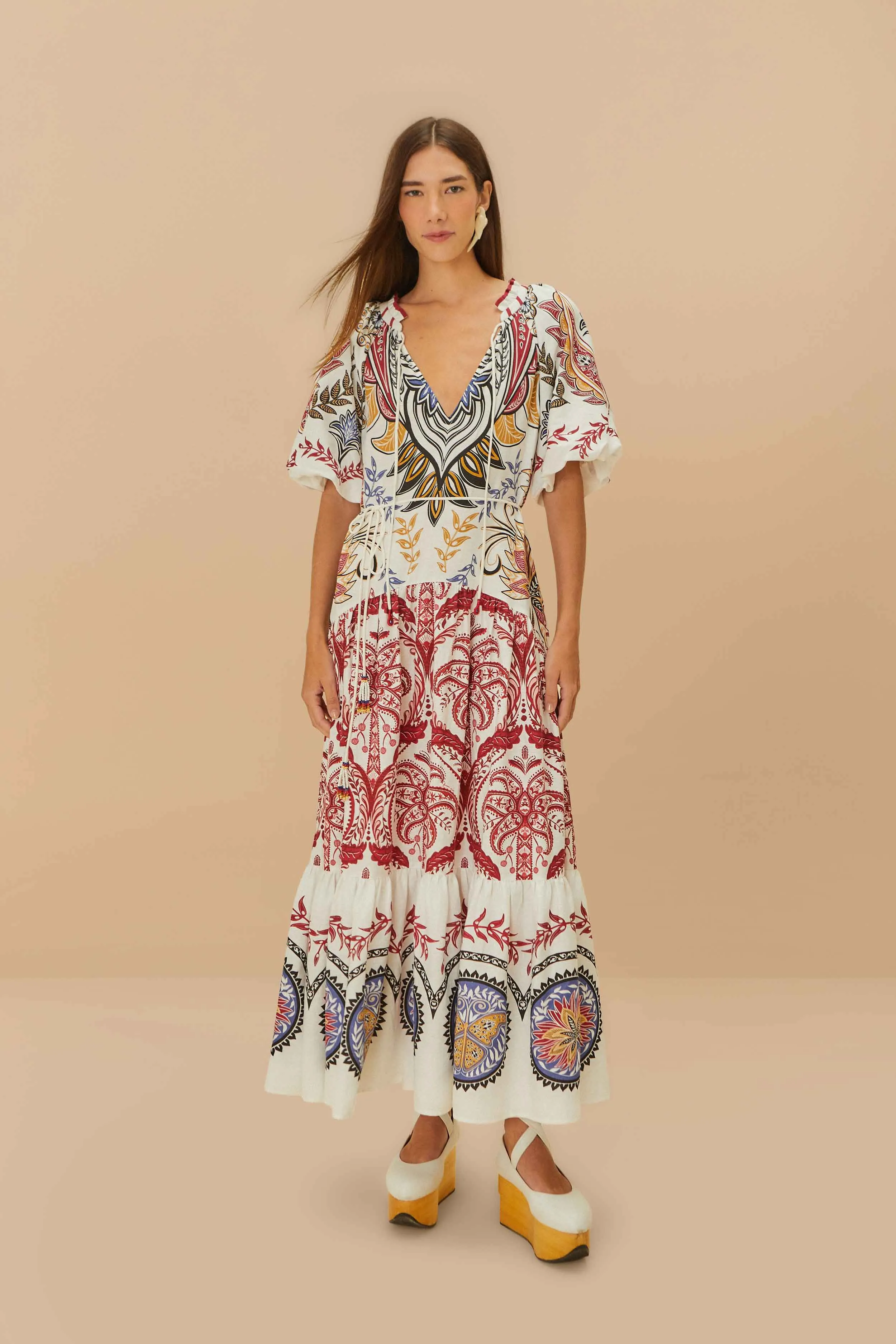 Tropical Camafeu Boho Glam LENZING? ECOVERO? Euroflax? Maxi Dress Quartz Shine Gold Shine