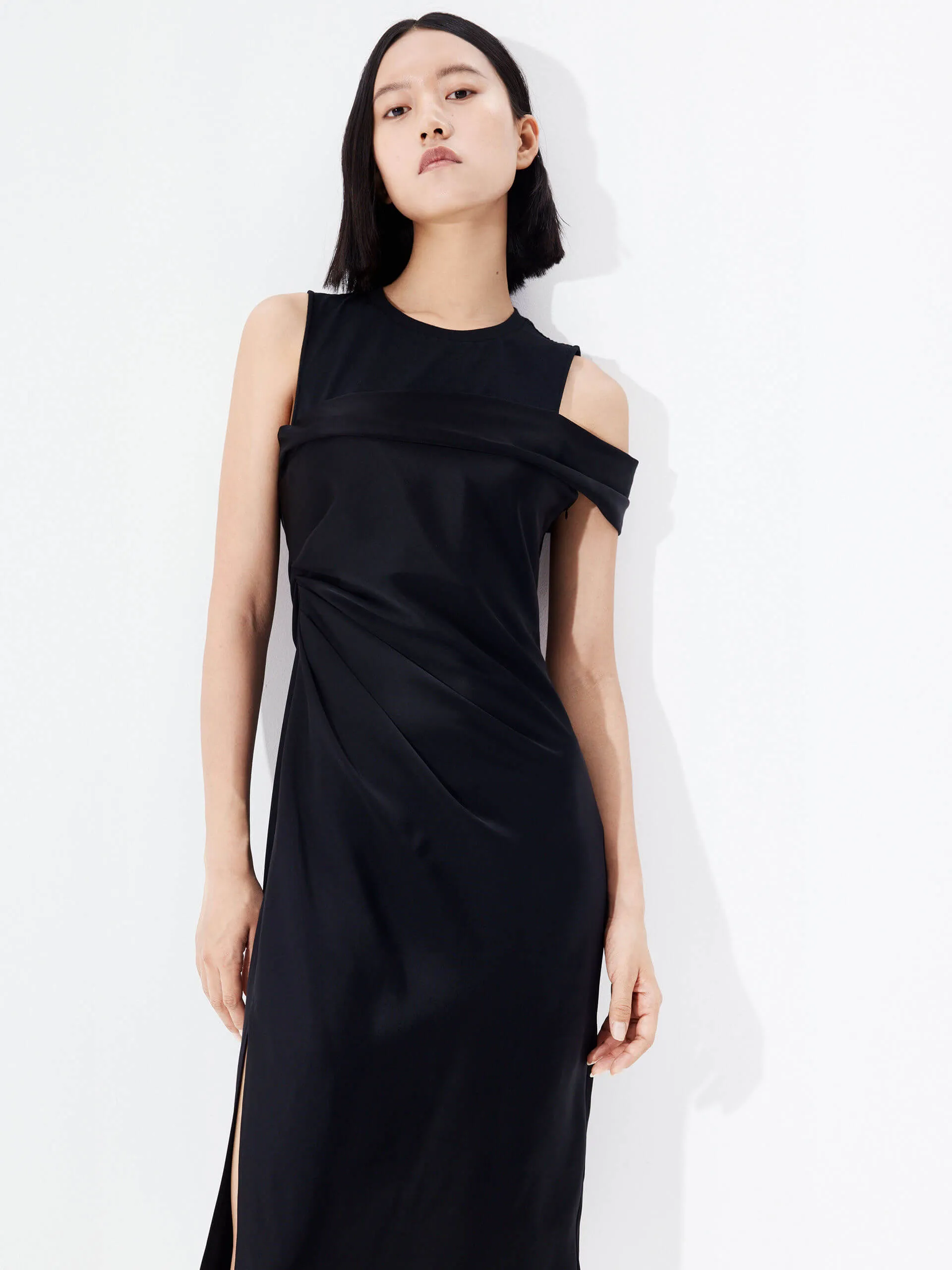 Easygoing Outfit Off Shoulder Pleated Dress