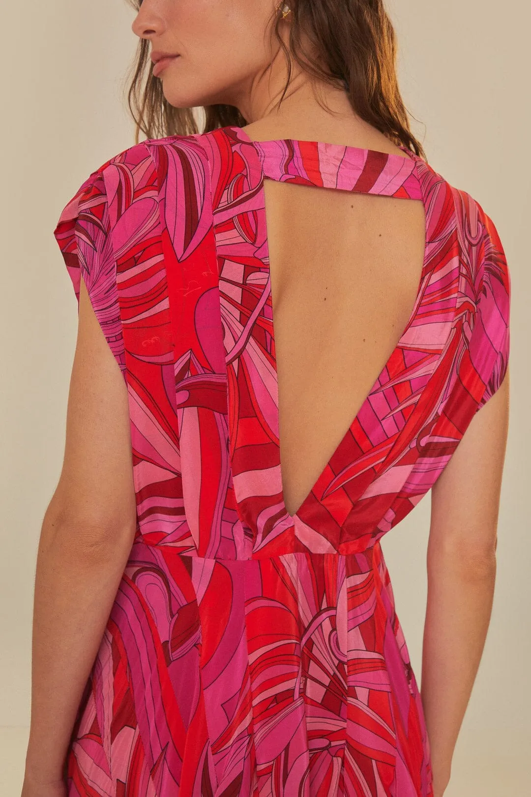 Red Endless Summer V Neck Midi Dress Chic Choices