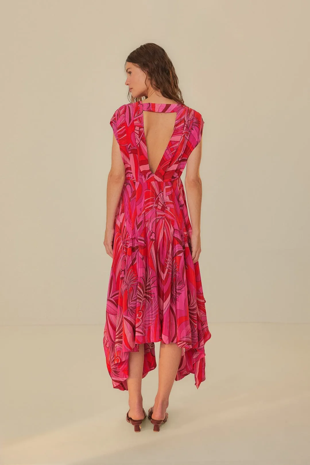 Red Endless Summer V Neck Midi Dress Go Light Bridge Walk