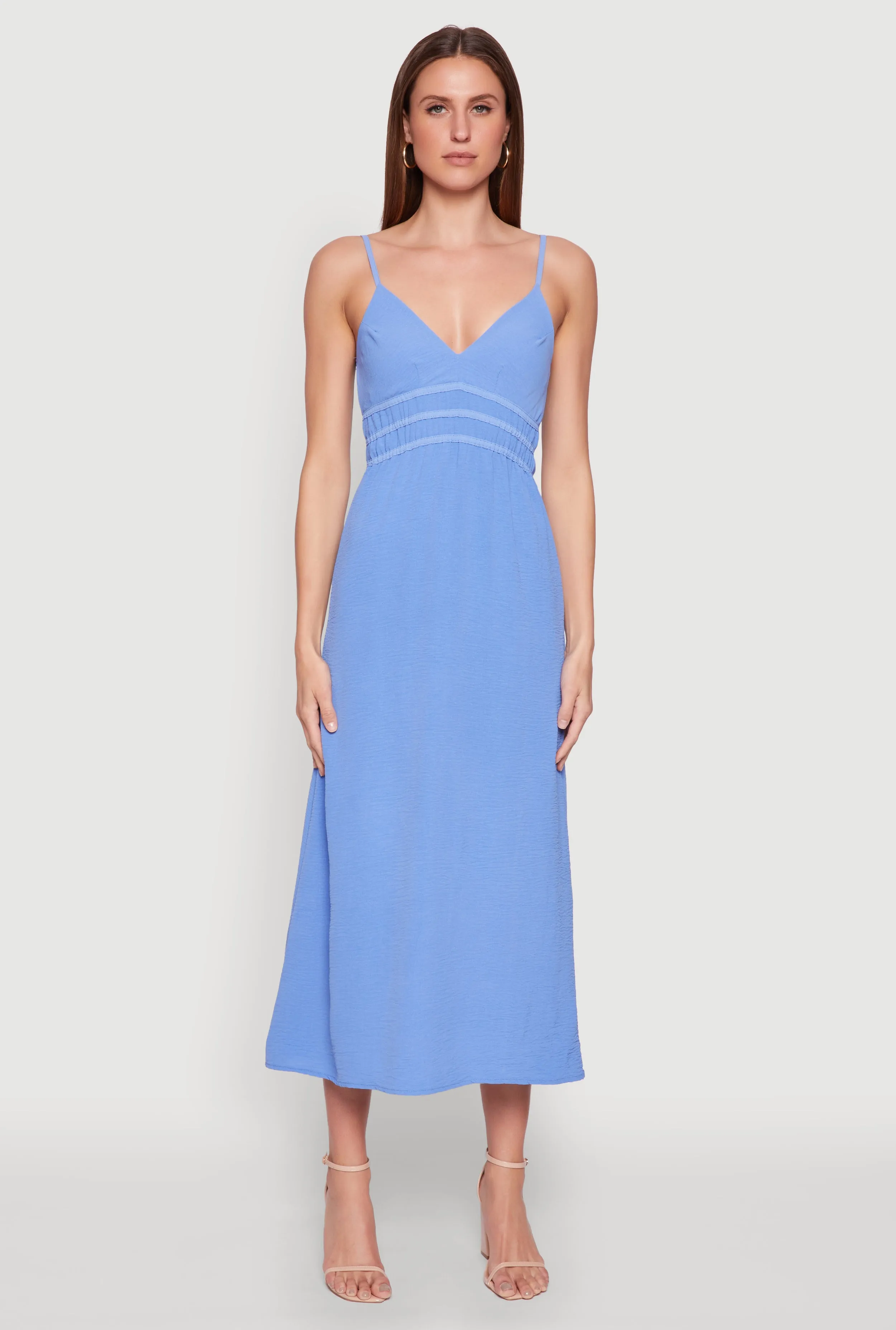 Golden Sand Garden View V Neck Empire Waist Maxi Dress