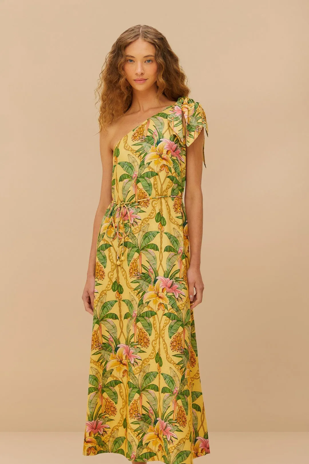 Yellow Tropical Paradise LENZING? ECOVERO? Euroflax? Maxi Dress Sunbeam Flow