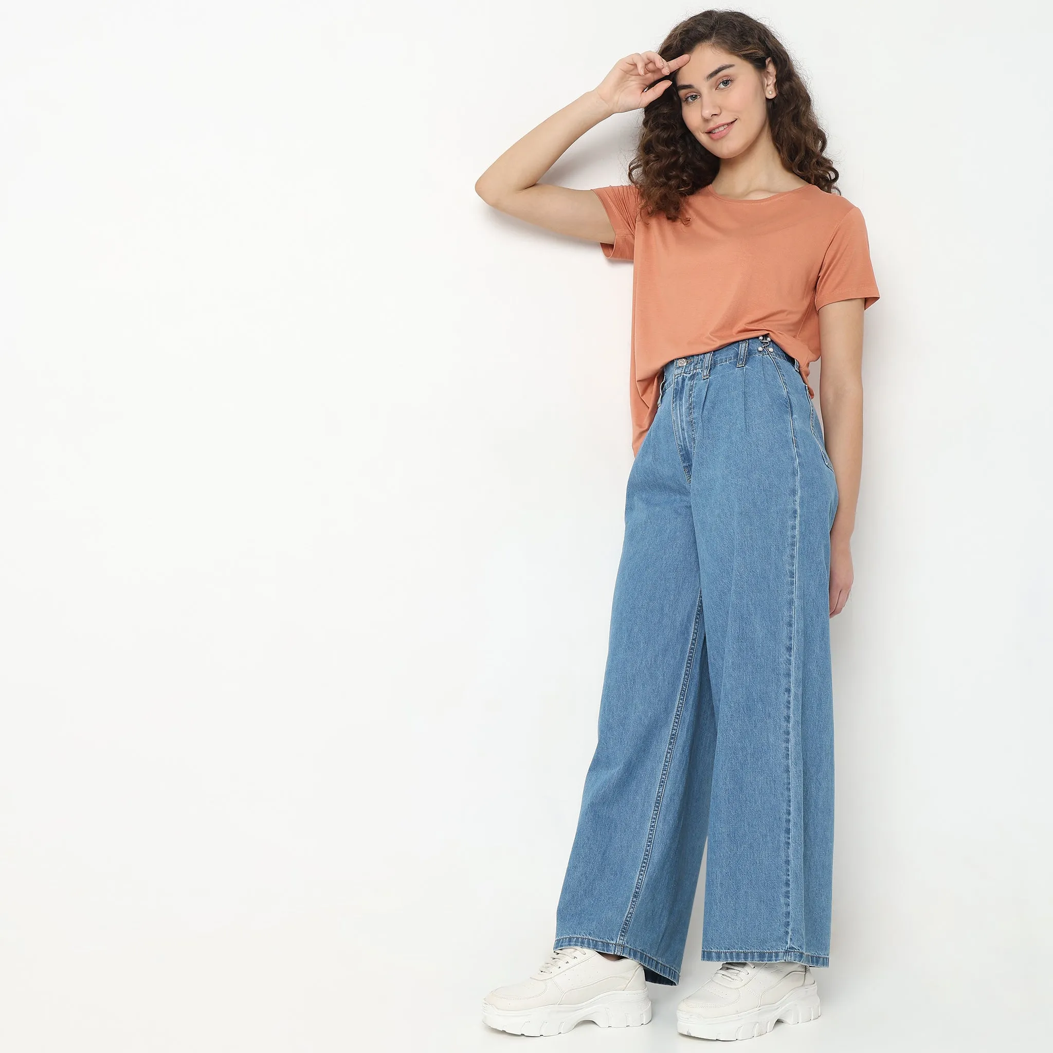 Camera Glow OdorResistant Fabric Wide Leg High Rise Jeans