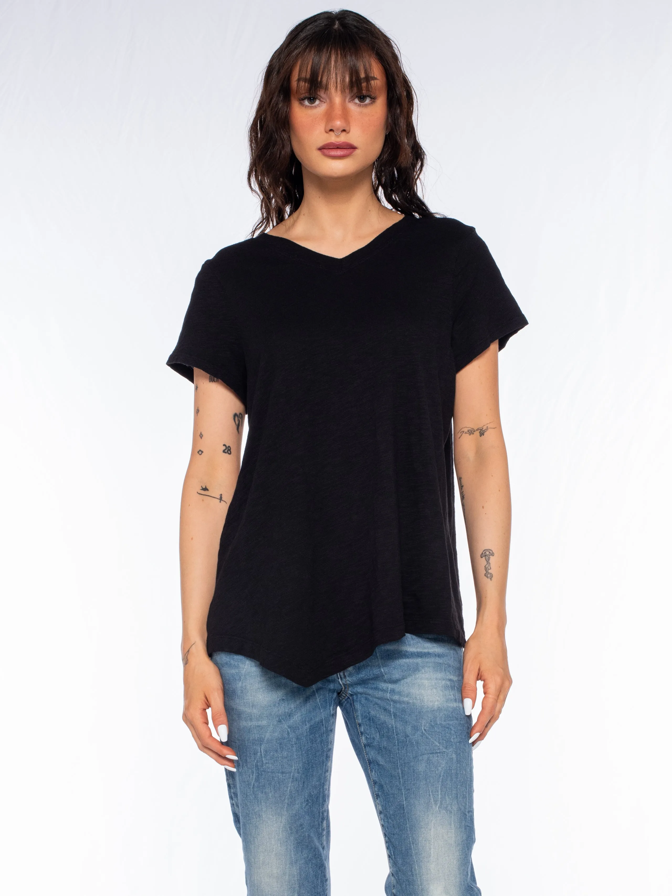 Double V S/S Shrunken Slant Back Tee Brave Mode HighCollar Style