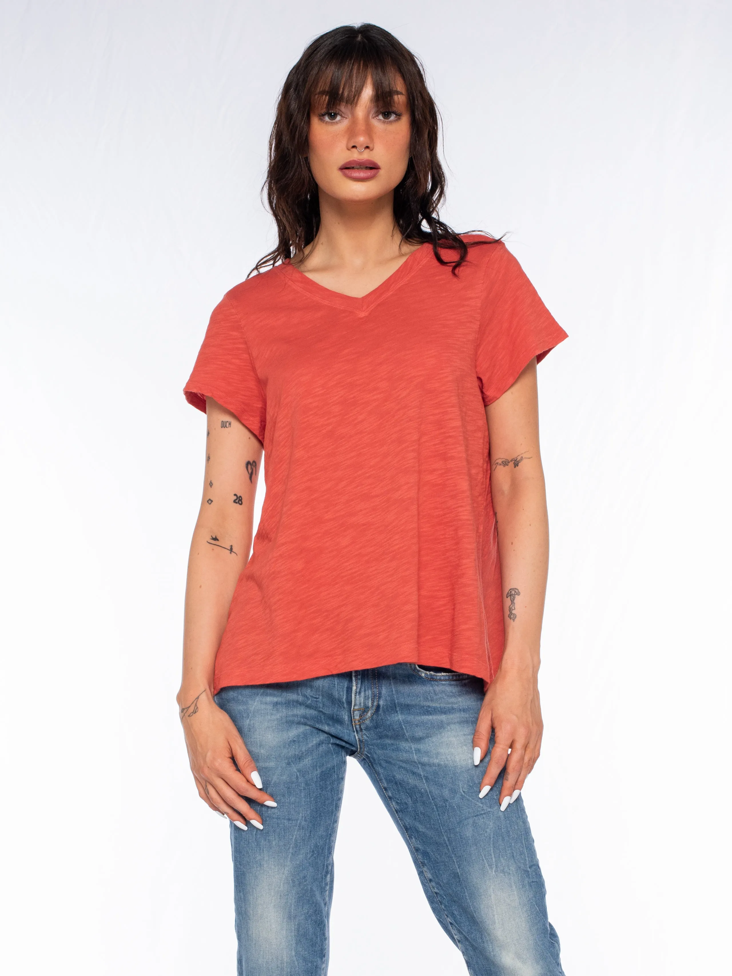 Clear Mind Double V S/S Shrunken Slant Back Tee
