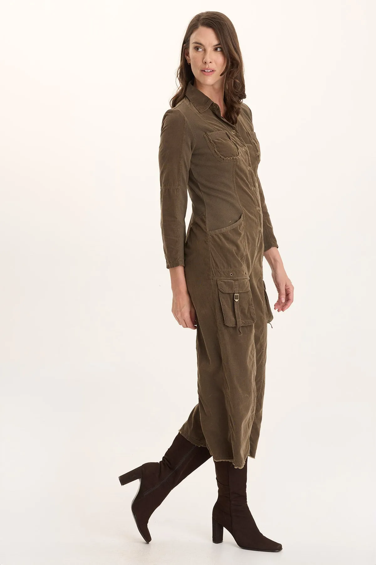 Kaisa Corduroy Long-Sleeve Cargo Jumpsuit Ethic Core
