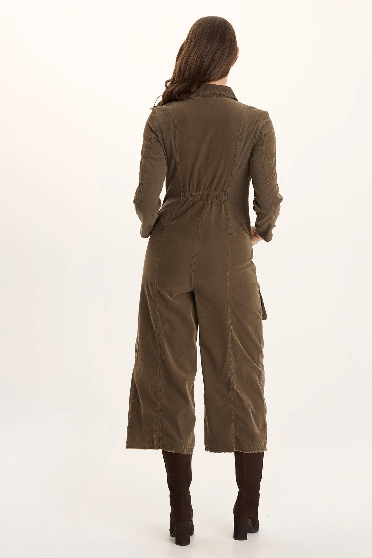 Kaisa Corduroy Long-Sleeve Cargo Jumpsuit Weather Guard