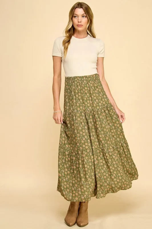 Tiered Elastic Waist Midi Skirts - 2 Colors! Strong Edge