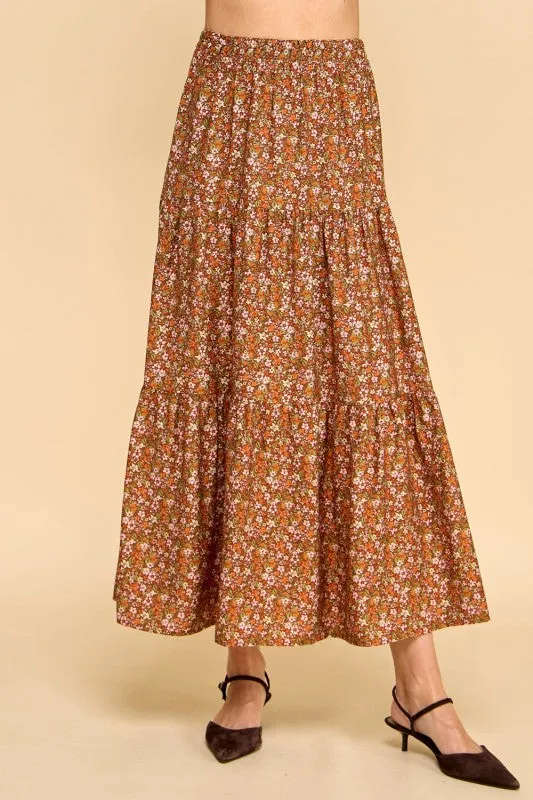 Tiered Elastic Waist Midi Skirts - 2 Colors! Global Glow