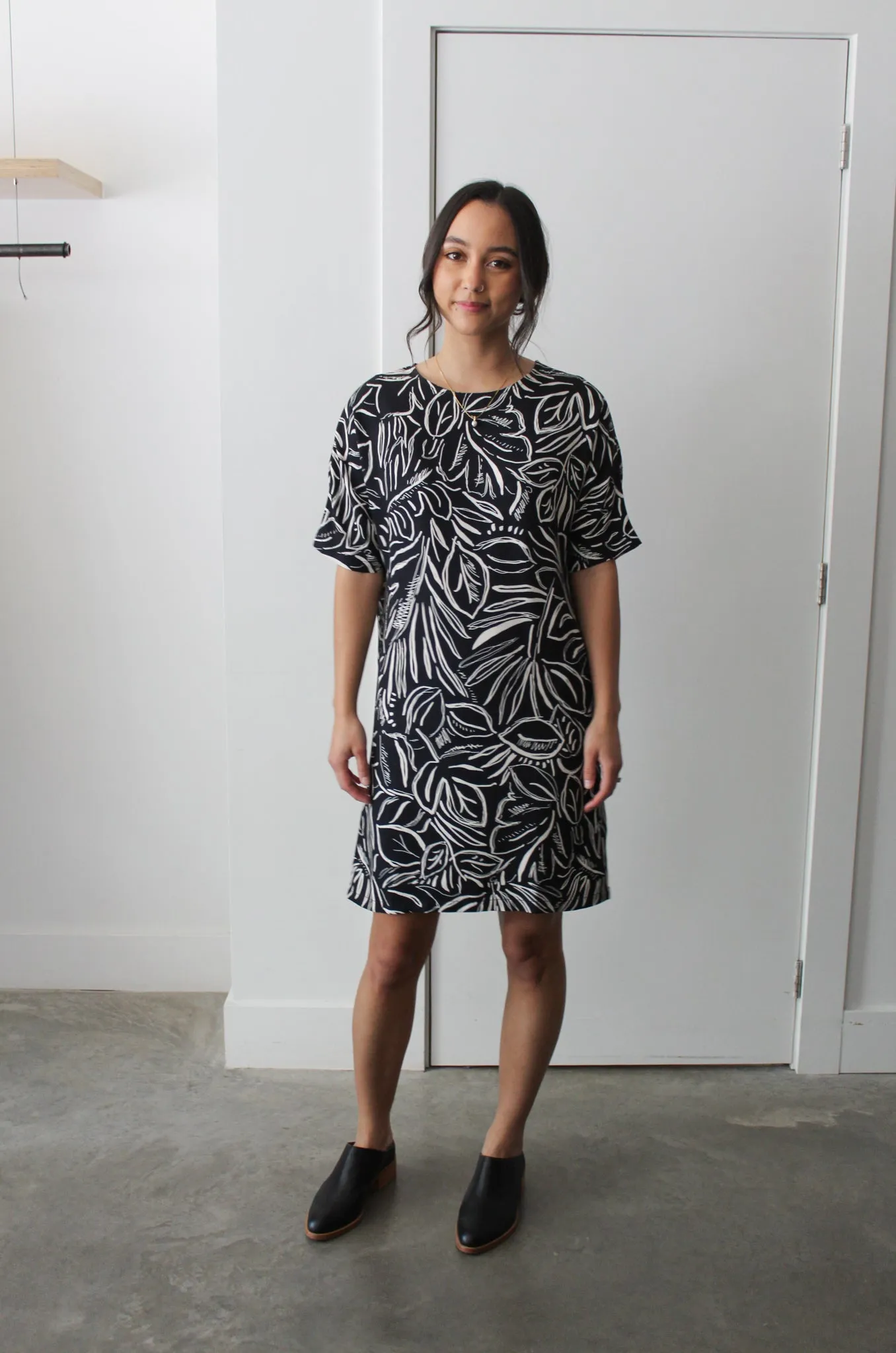 FourWay Stretch DoubleStitchedEdges Printed Everyday T-Shirt Dress
