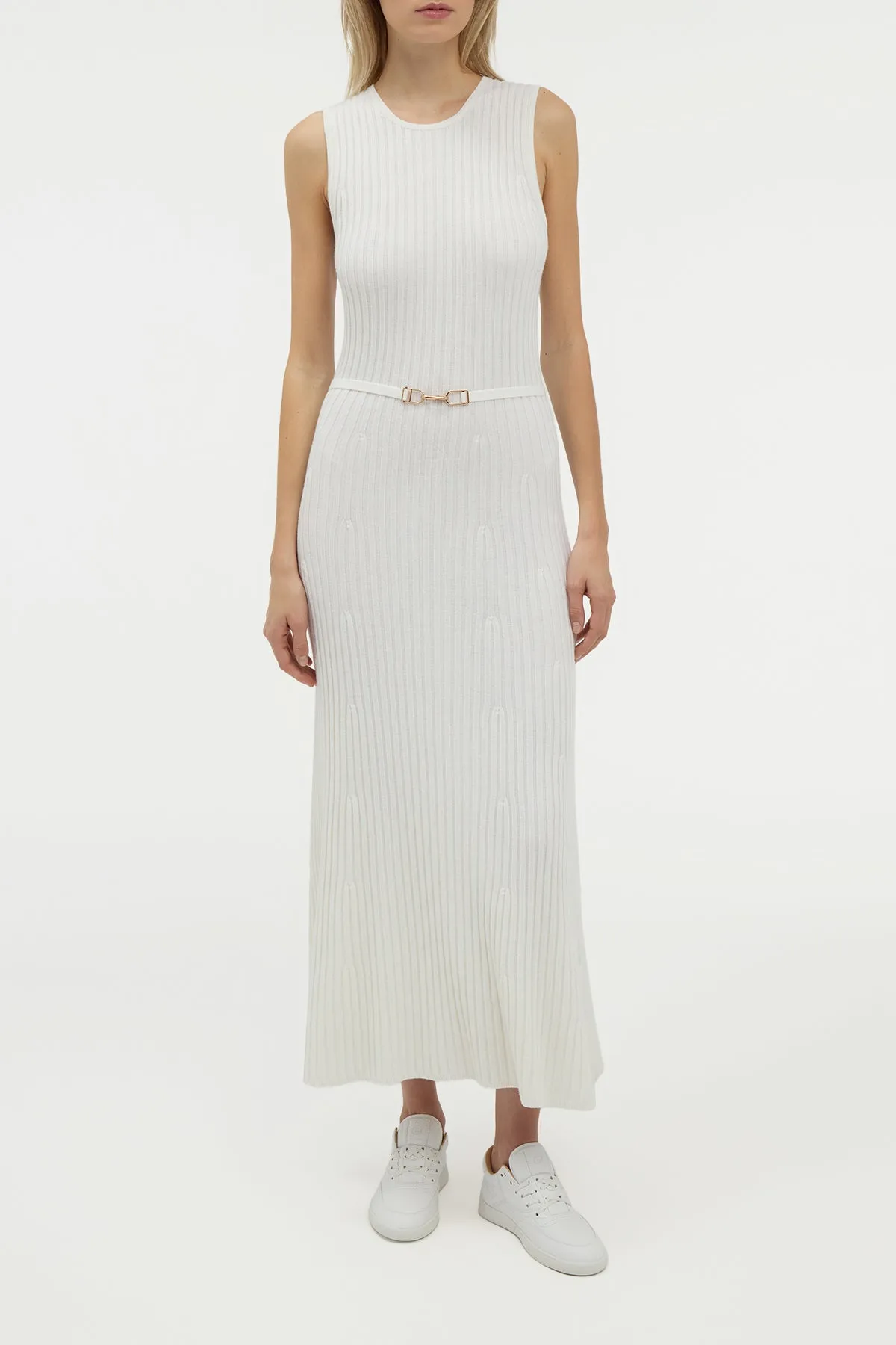 Meier Knit Midi Dress in Ivory Merino Wool Cashmere Fable Core DurableThreadwork