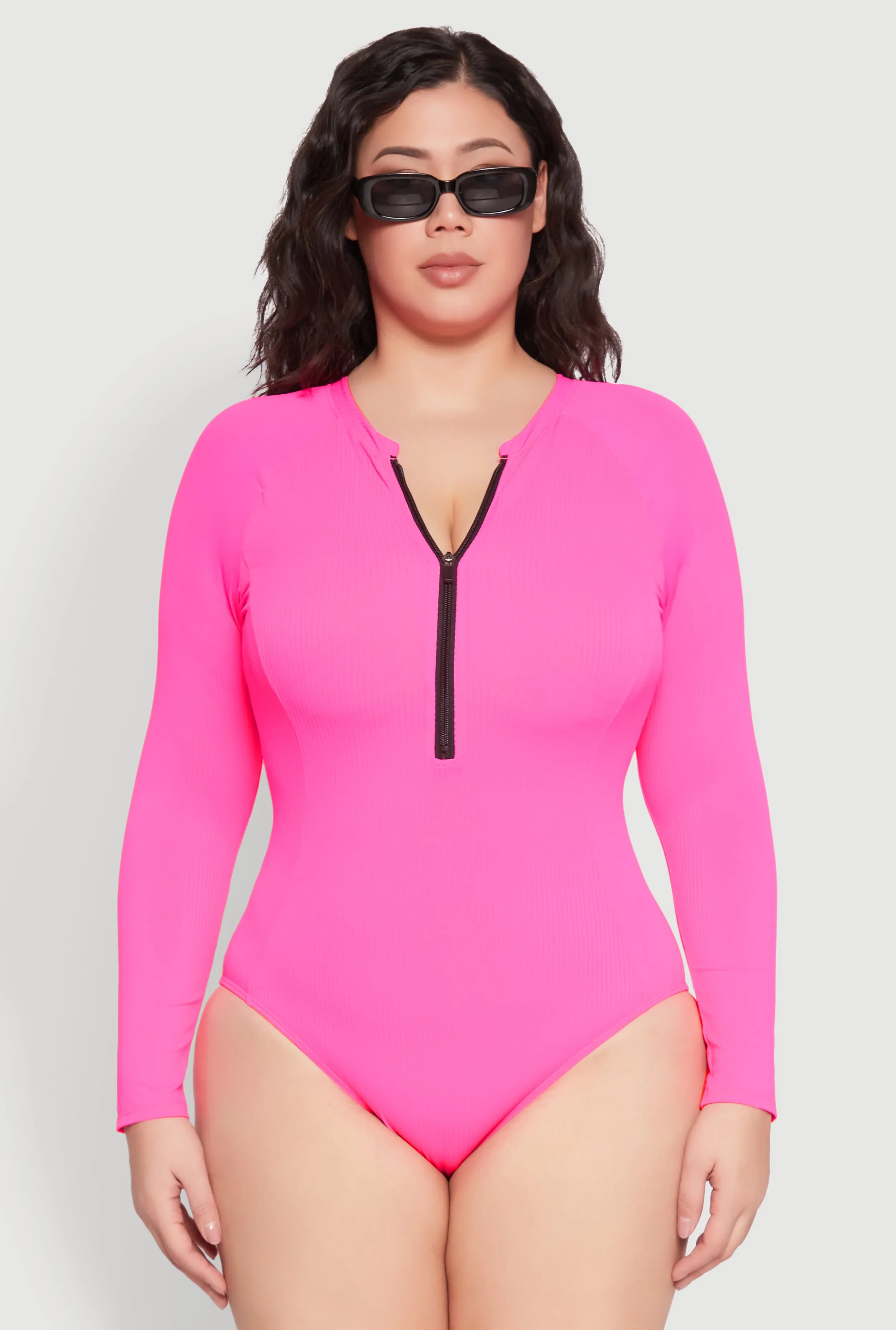 Plus Size Rash Guard One Piece Swimsuit Tear Resistant Weave