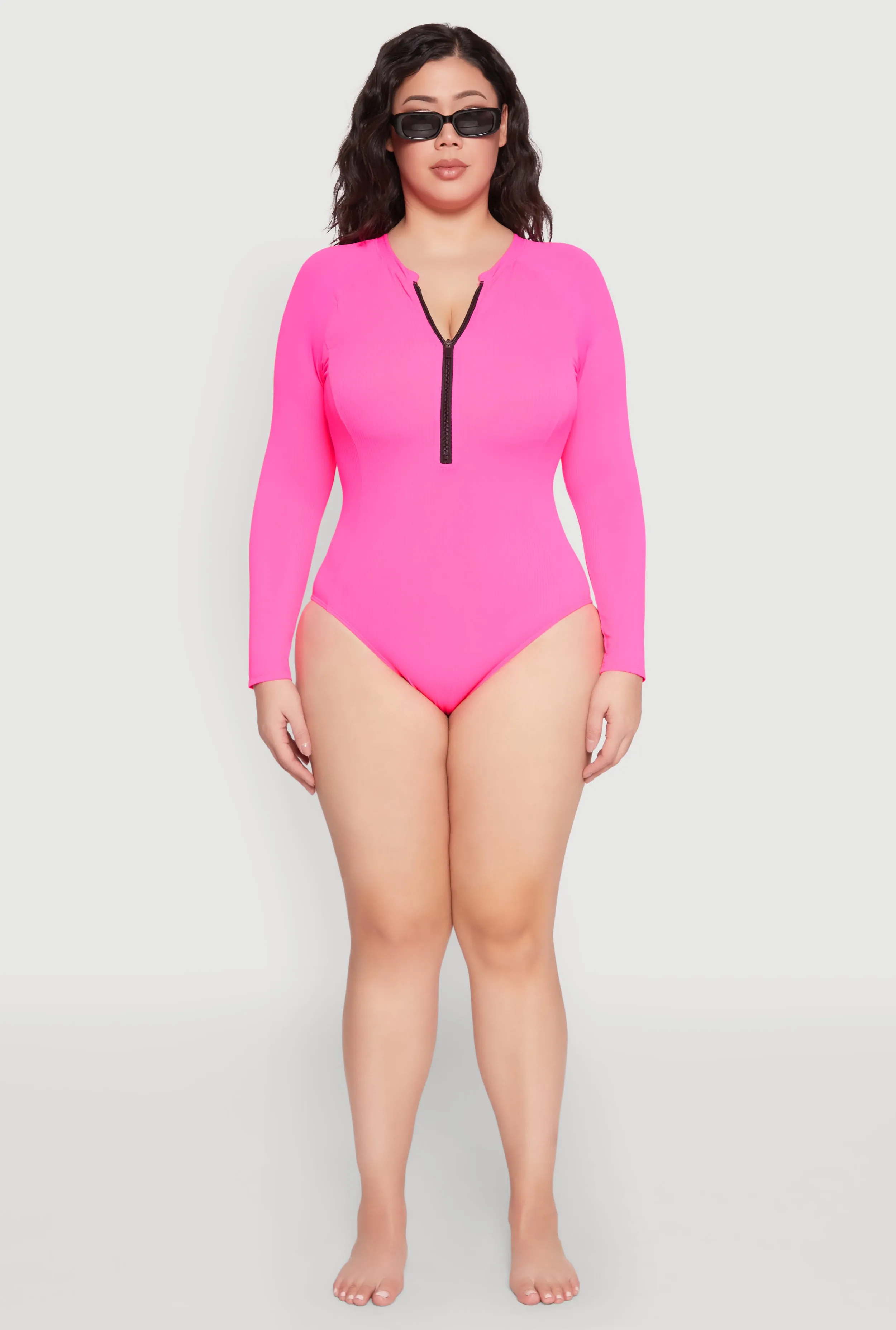 Anti Sagging Reinforcement Soft Touch Lining Plus Size Rash Guard One Piece Swimsuit