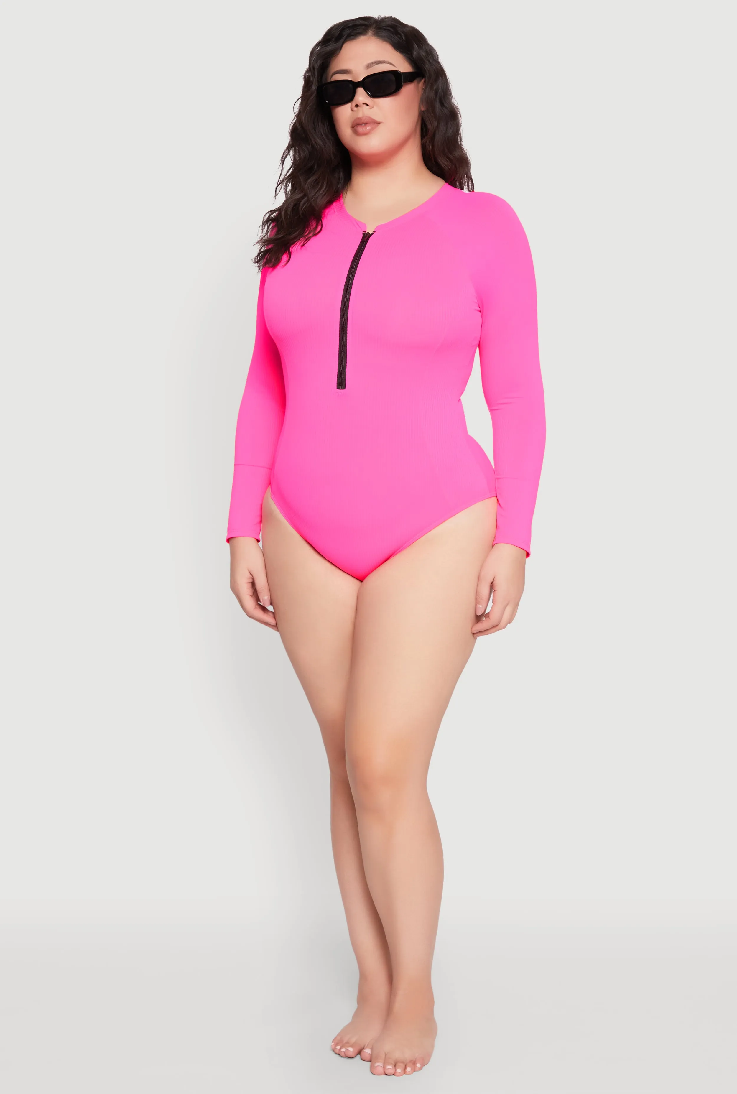 Plus Size Rash Guard One Piece Swimsuit Slim Contour Fit