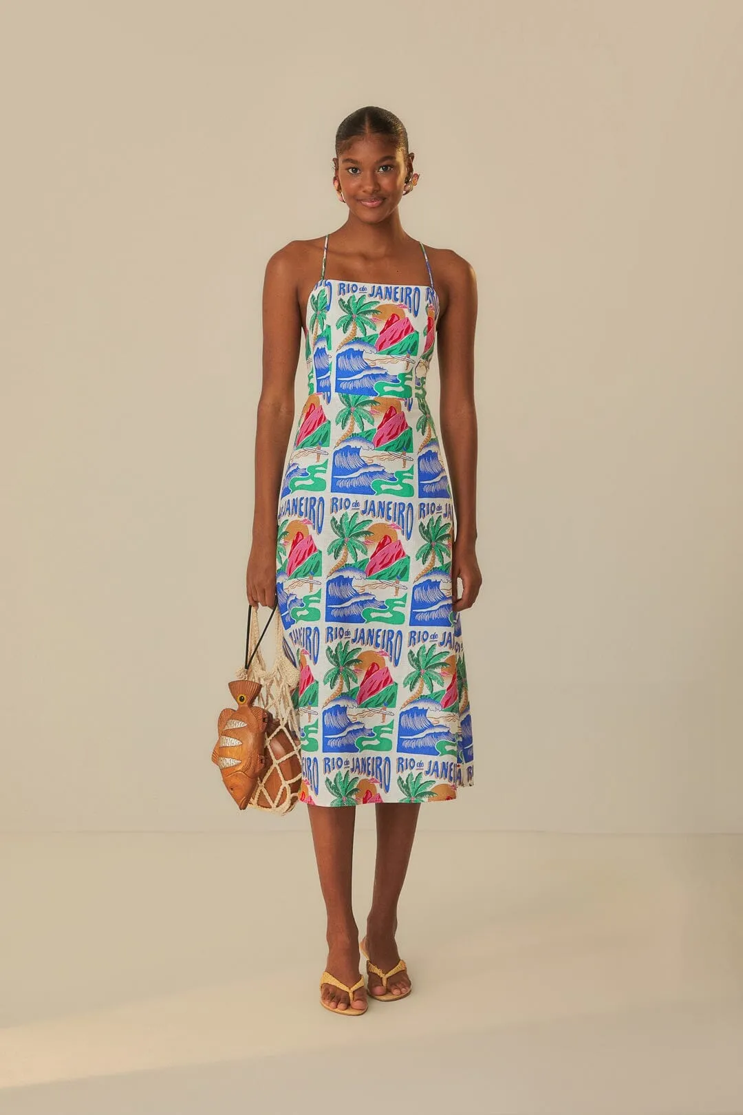 Off-White Carioca Posters Midi Dress Cloud Sea
