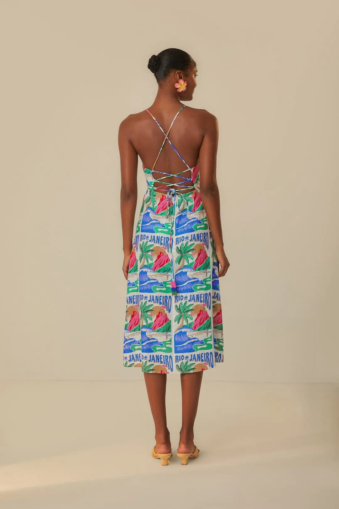 Off-White Carioca Posters Midi Dress Art Space Brass Light
