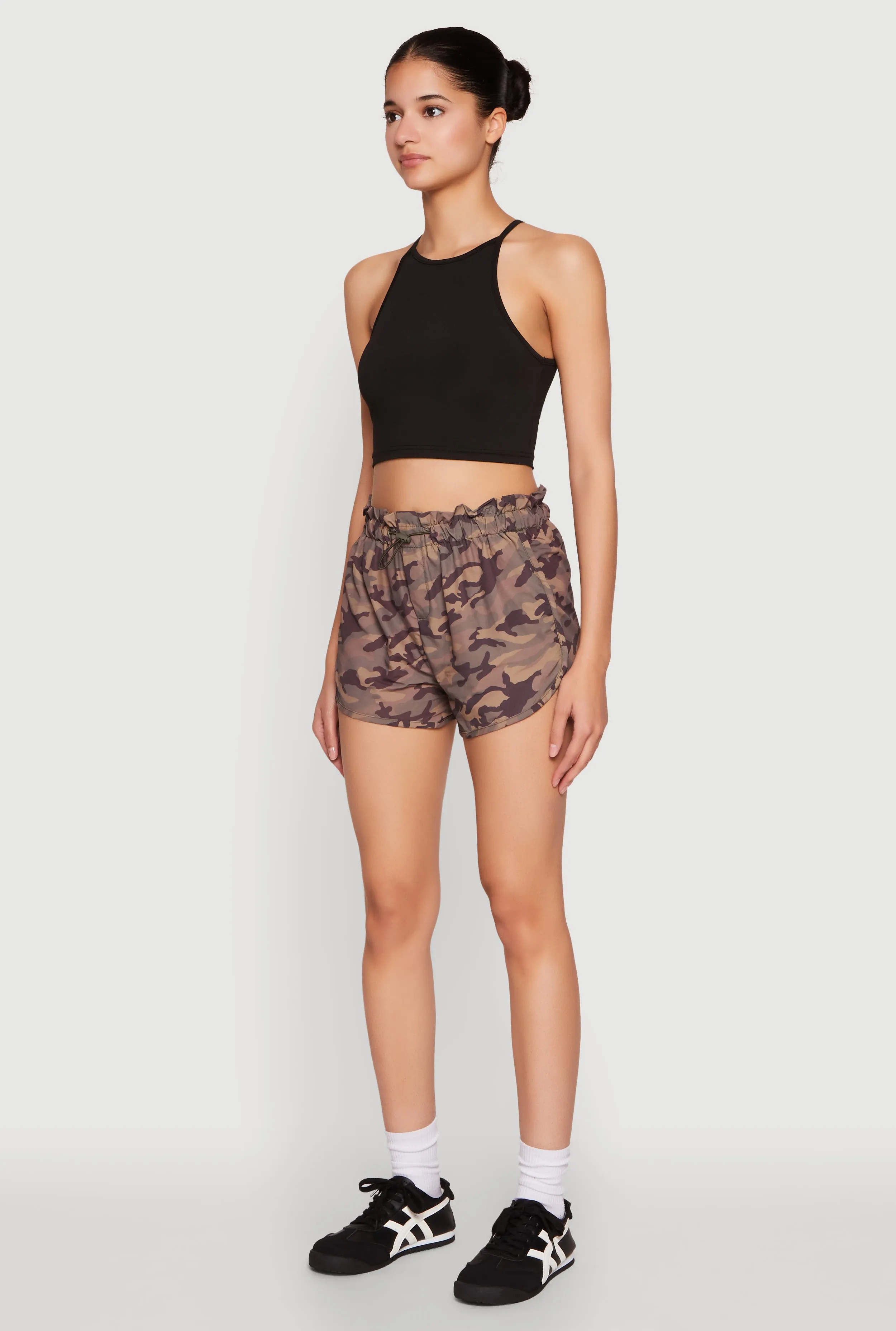Camo Print Drawstring Dolphin Shorts fashion industry