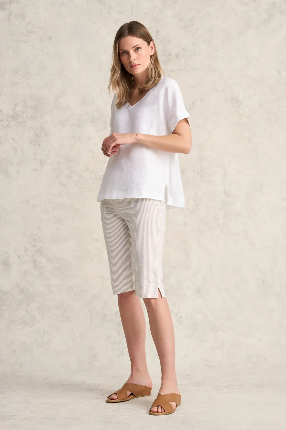 Bengajean? Short Seersucker - Stone & White Stripe sustainable product