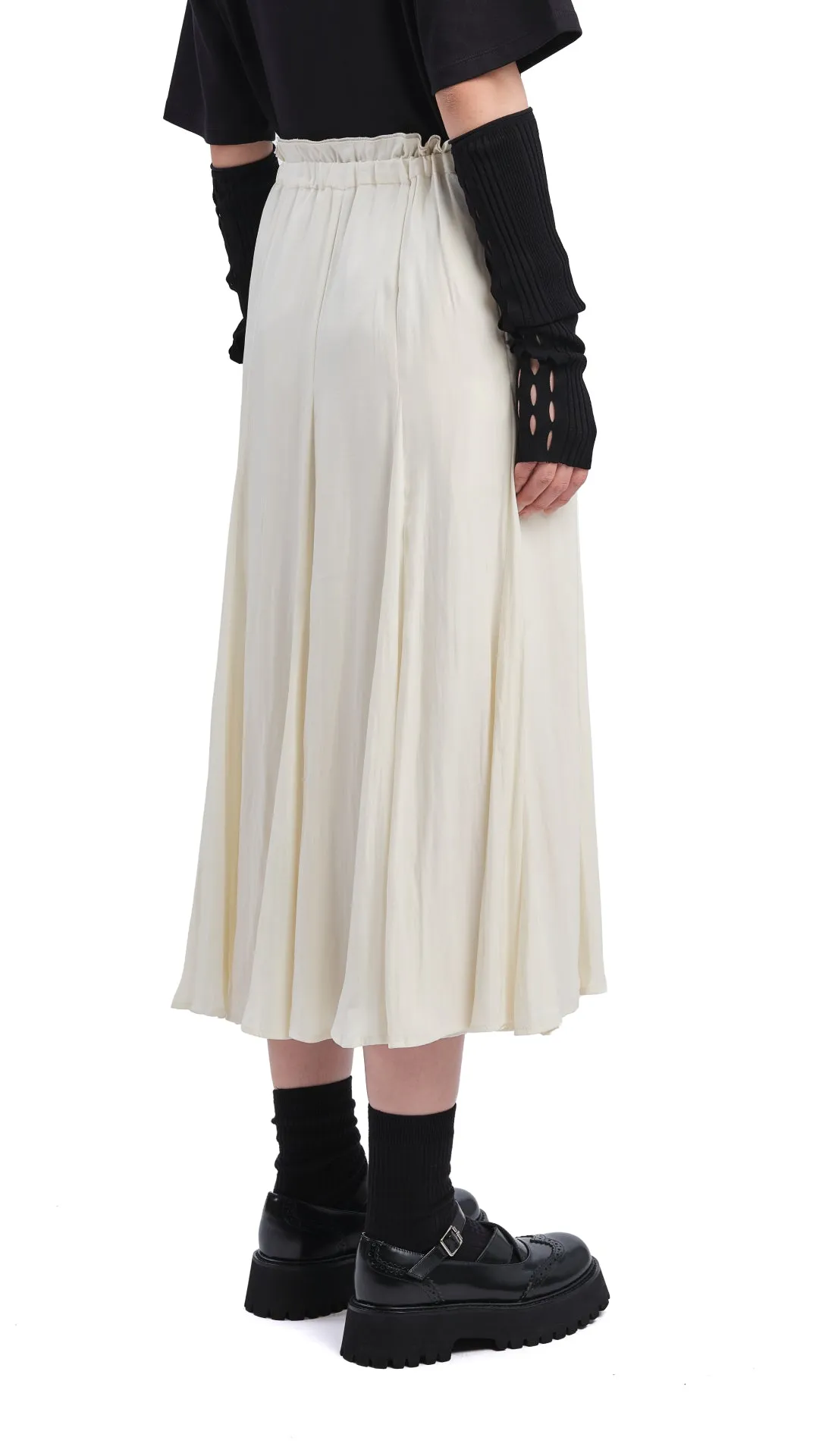 Stretch Waist Push Button Closure Flare Skirt