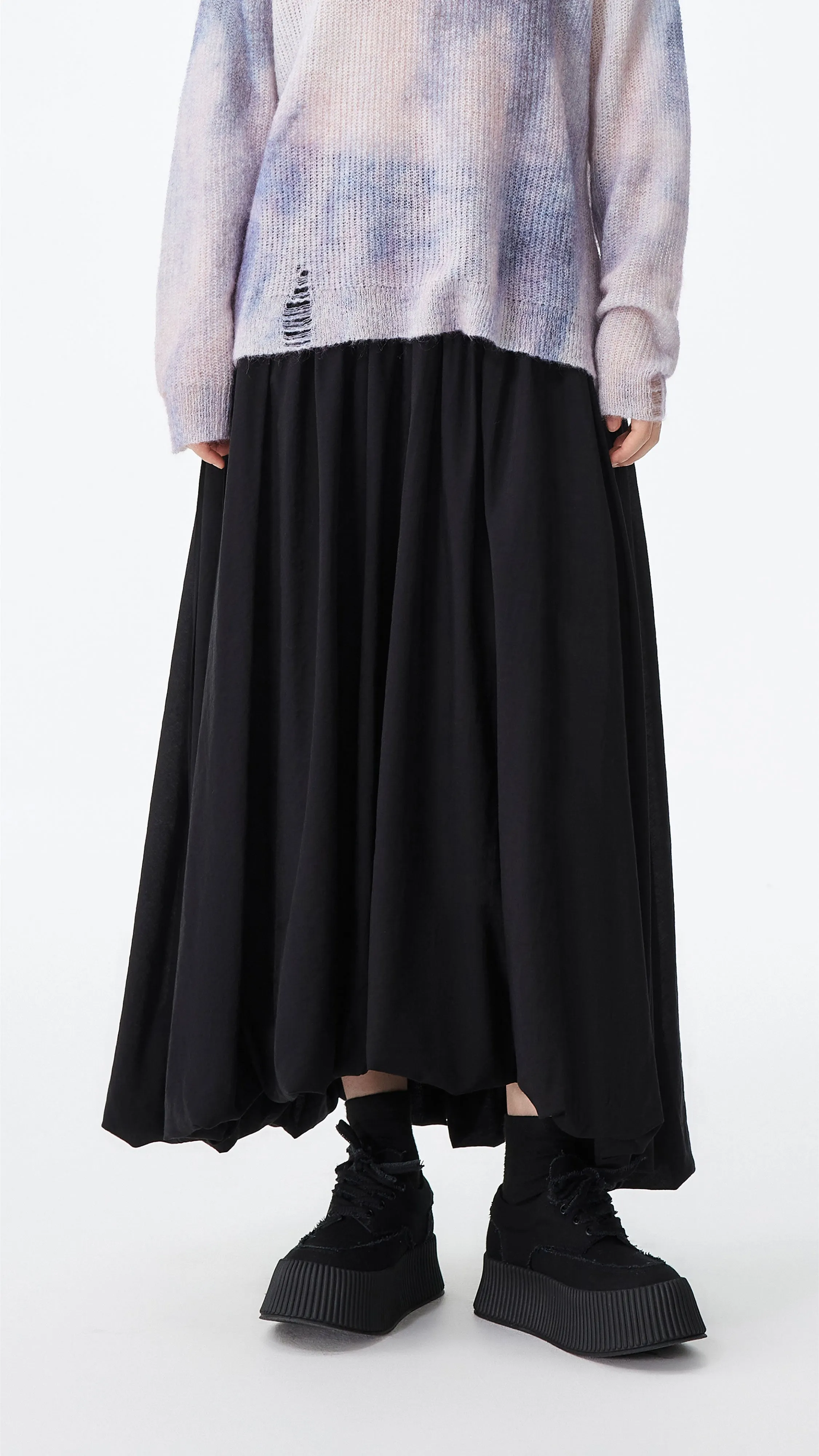 Elasticized Hem Convertible Style Bubble Skirt