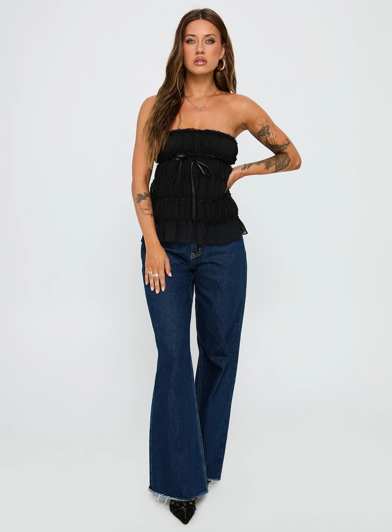 TactileWeave Avelina Strapless Top Black