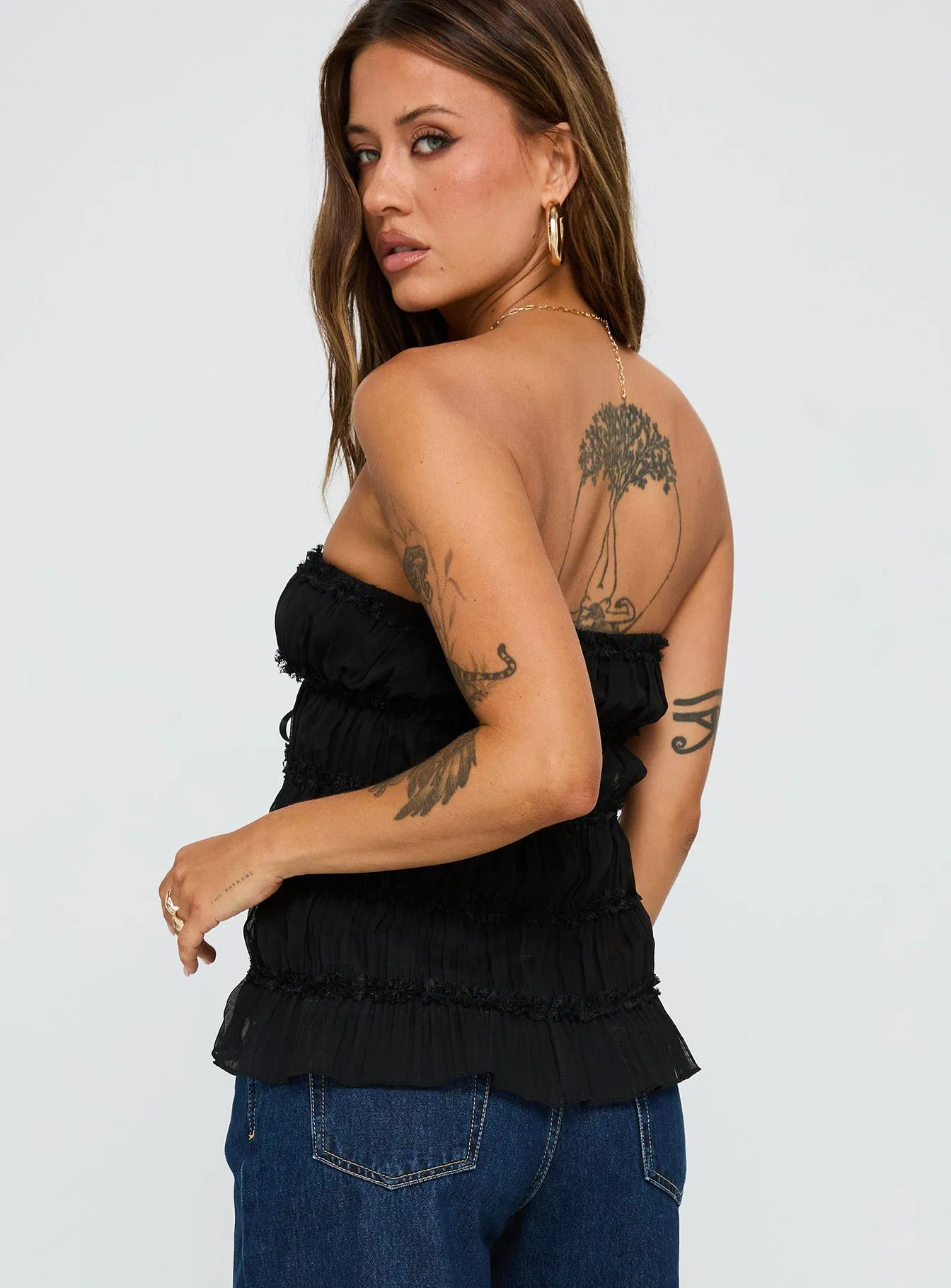 BreathableMeshPanels Avelina Strapless Top Black