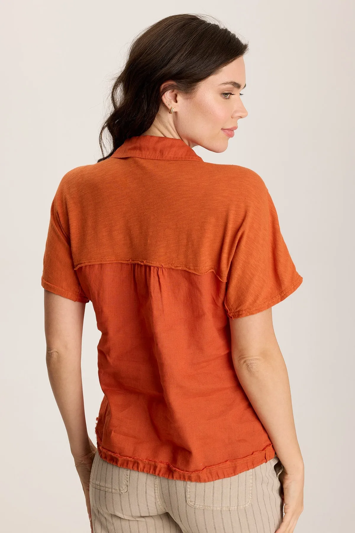 Friend Vibe Inola Linen Cinched Button-Up Top