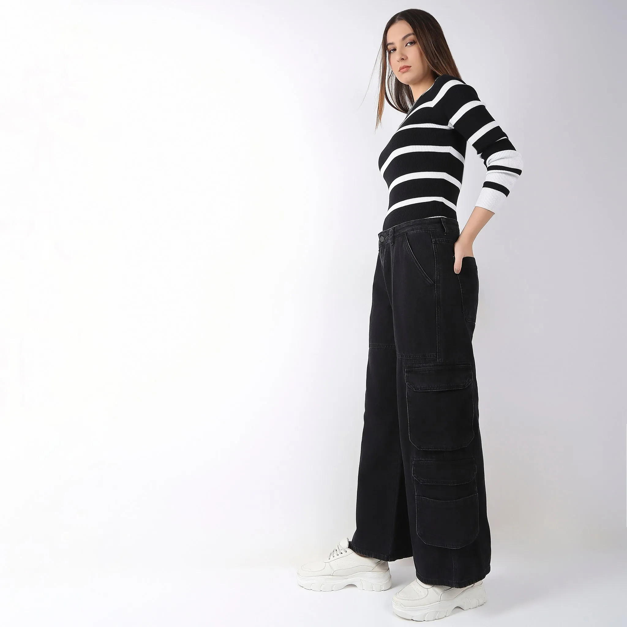 Cargo Fit High Rise Jeans NonSlipTrims