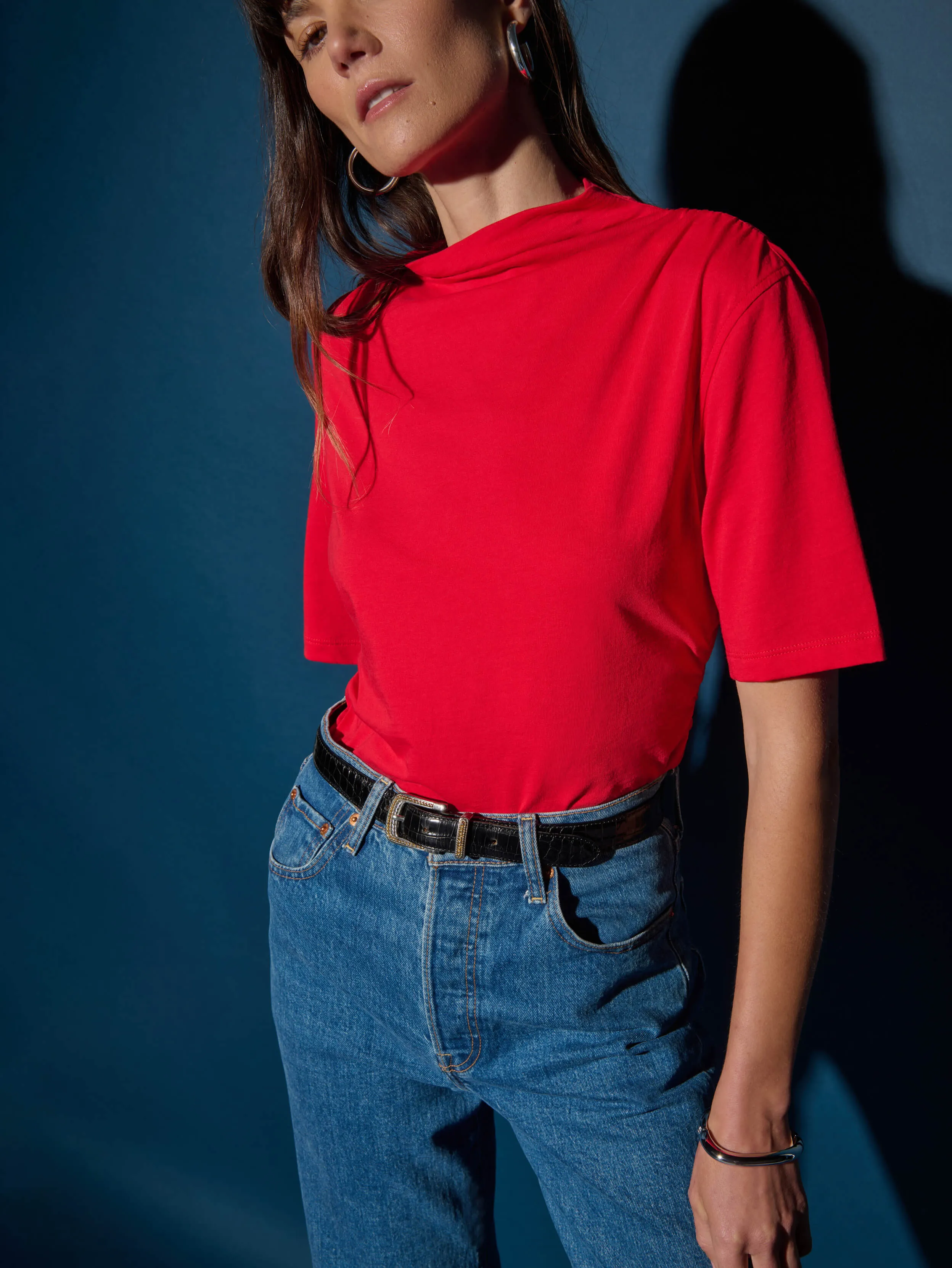 River Flow StretchWaistband Reed Mock Neck