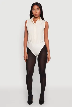 Daisy Sleeveless Button Front Bodysuit Soft Elegant Resort Vacation