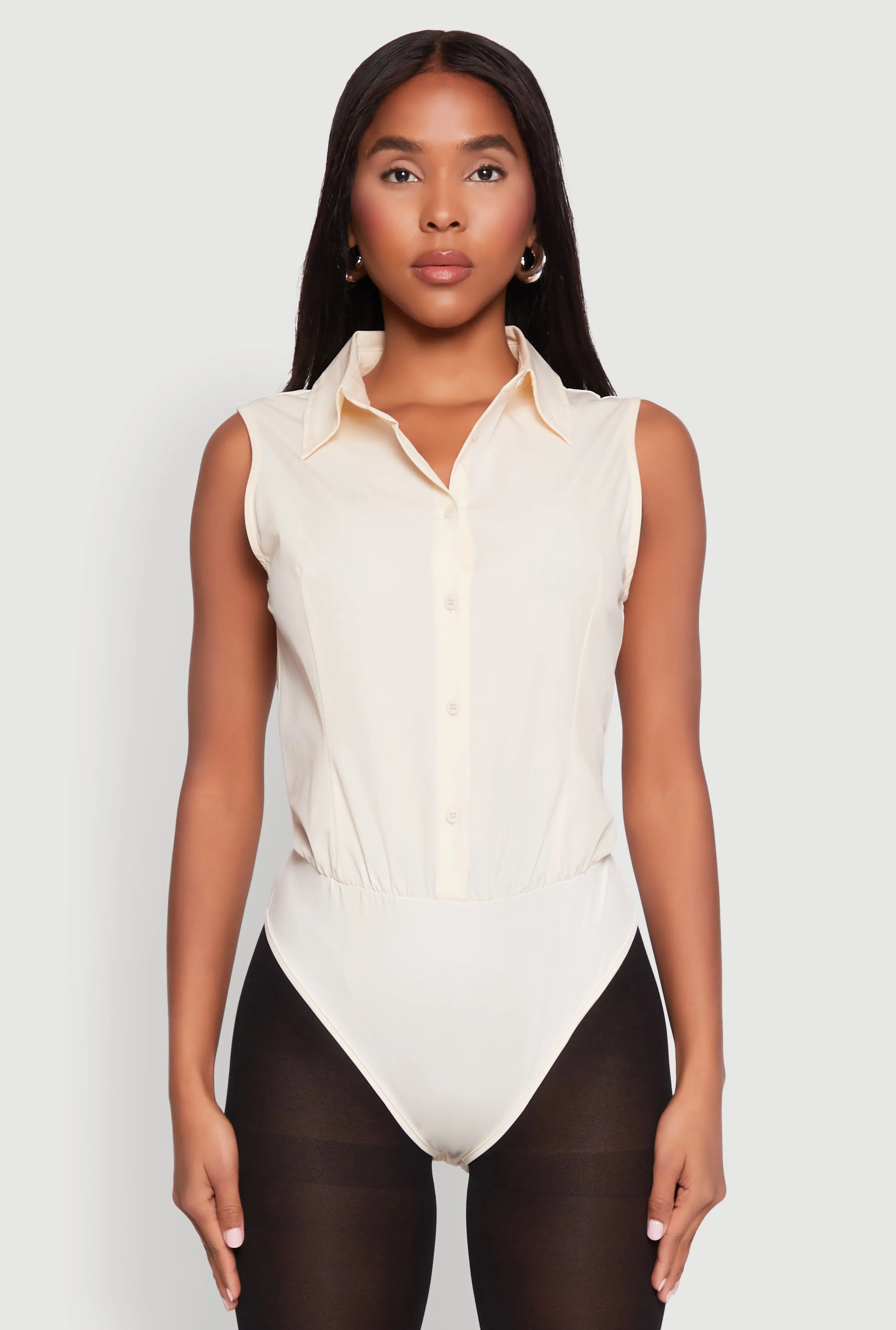 Daily Youth Hot Premium Daisy Sleeveless Button Front Bodysuit