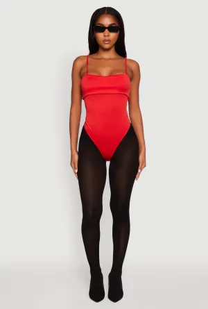 Dance Trendy Fold Over Spaghetti Strap Bodysuit