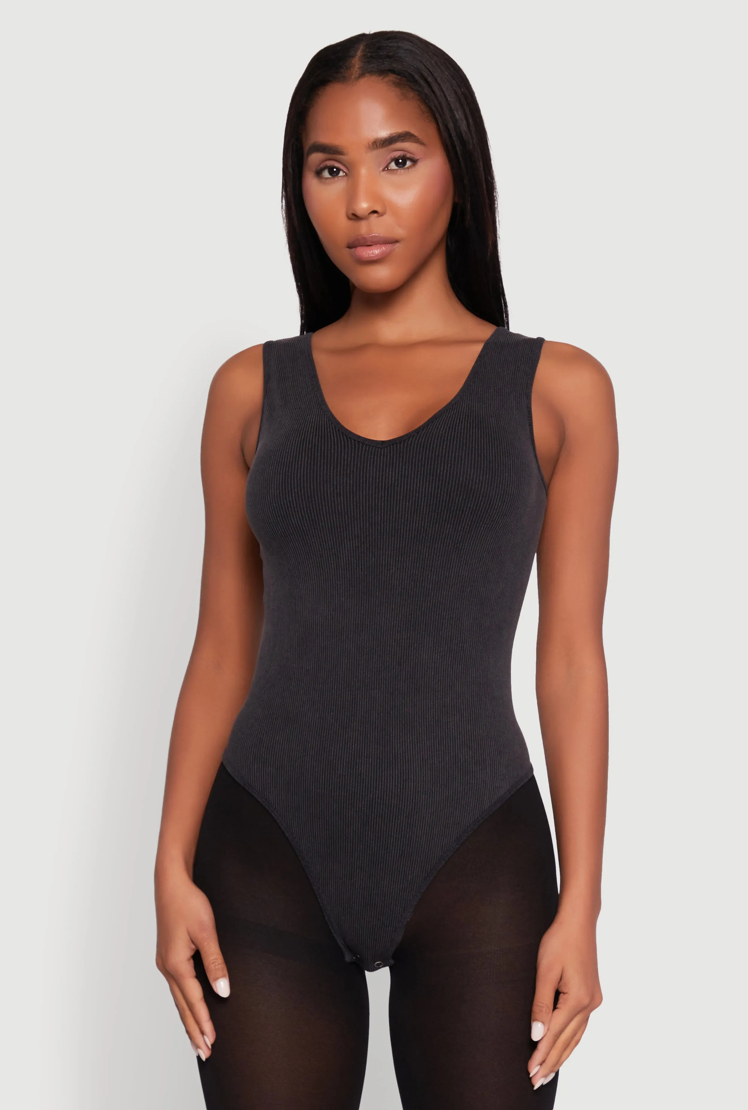 Bold Traveler Seamless Mineral Wash V Neck Thong Bodysuit