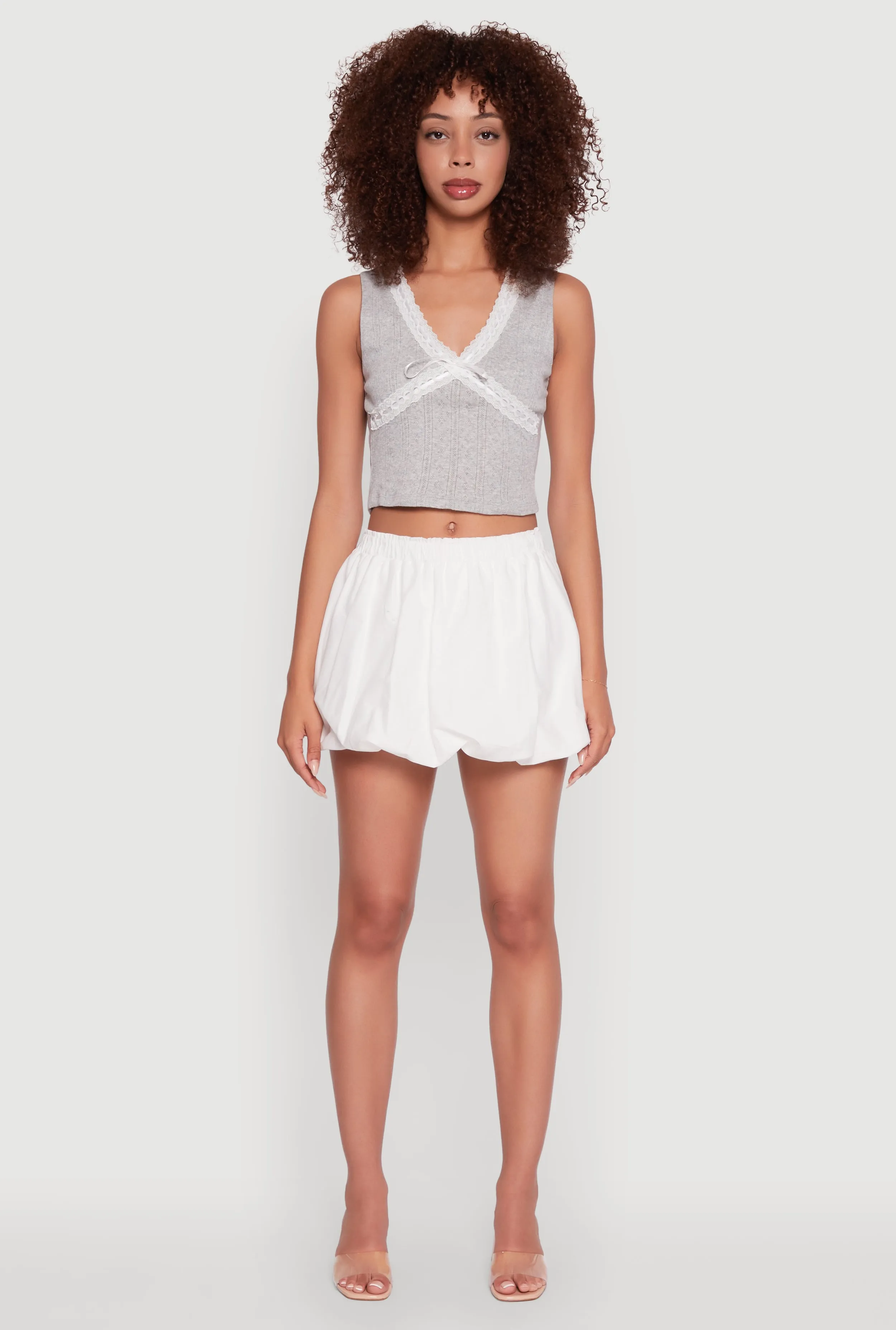Trendy High Waisted Mini Bubble Hem Skort Everyday Look Chic Appeal