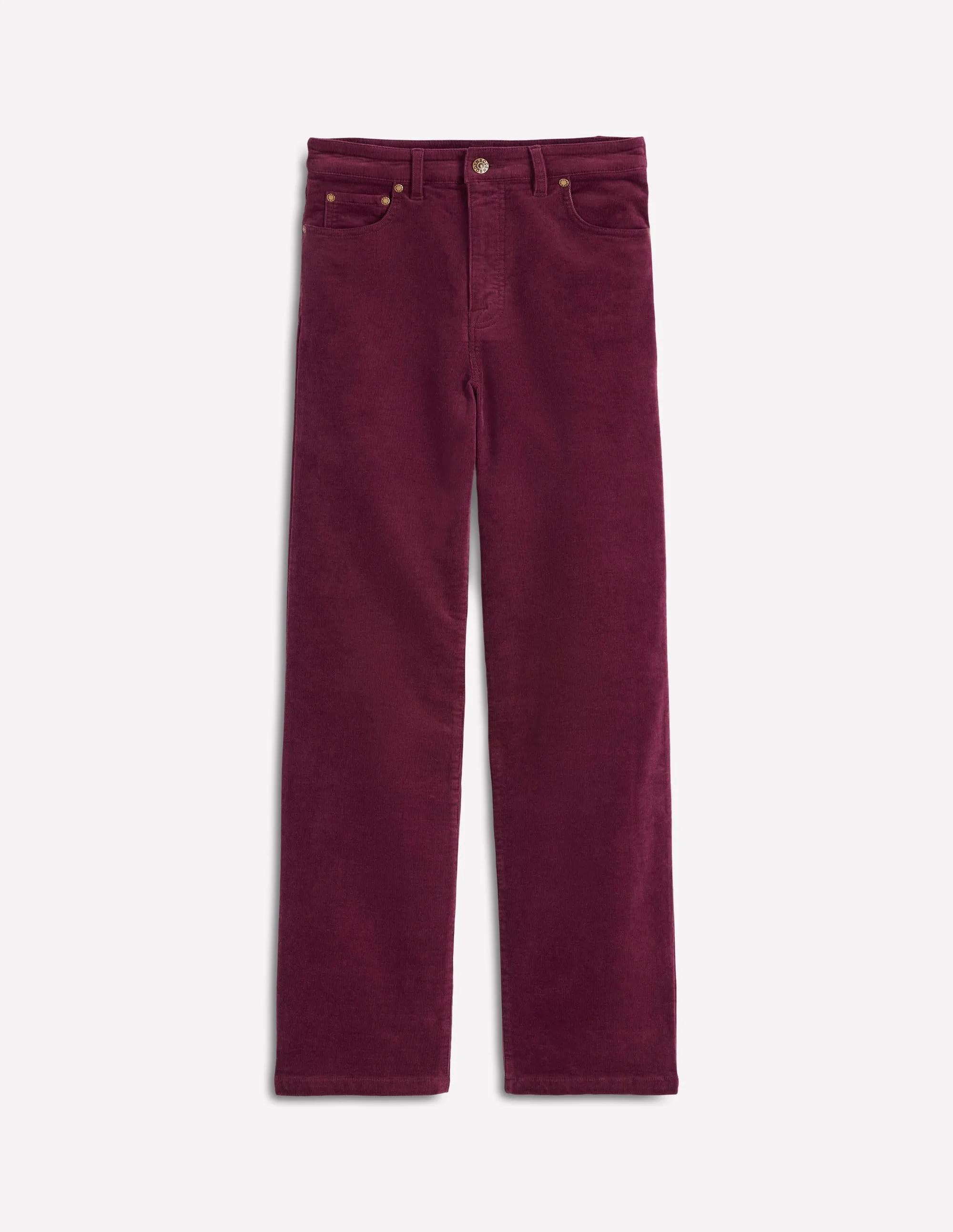 5-Pocket Cord Column Jeans-Burgundy Relaxed Style Smart Casual Minimalist Style