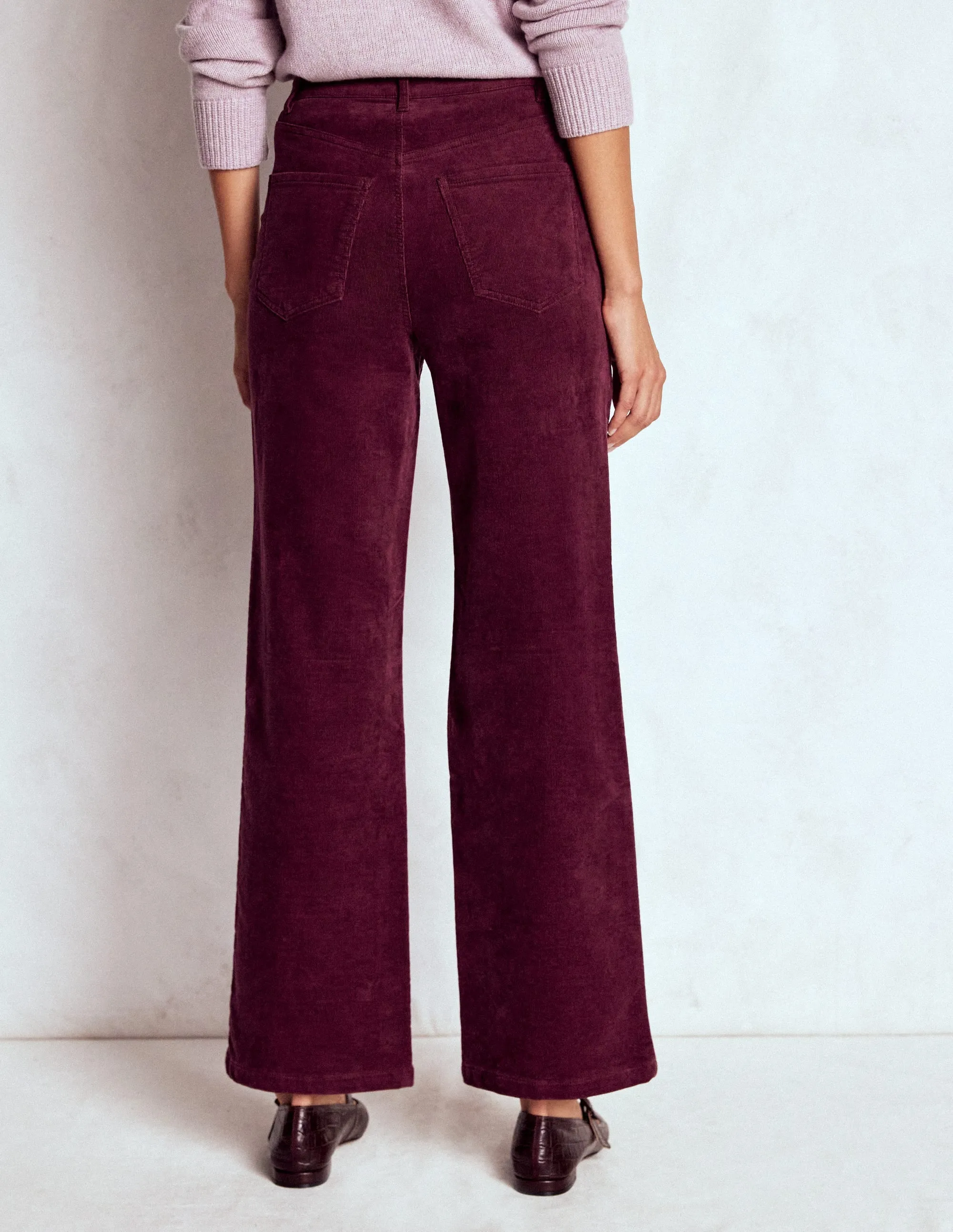 5-Pocket Cord Column Jeans-Burgundy Crisp Look Bootcut style