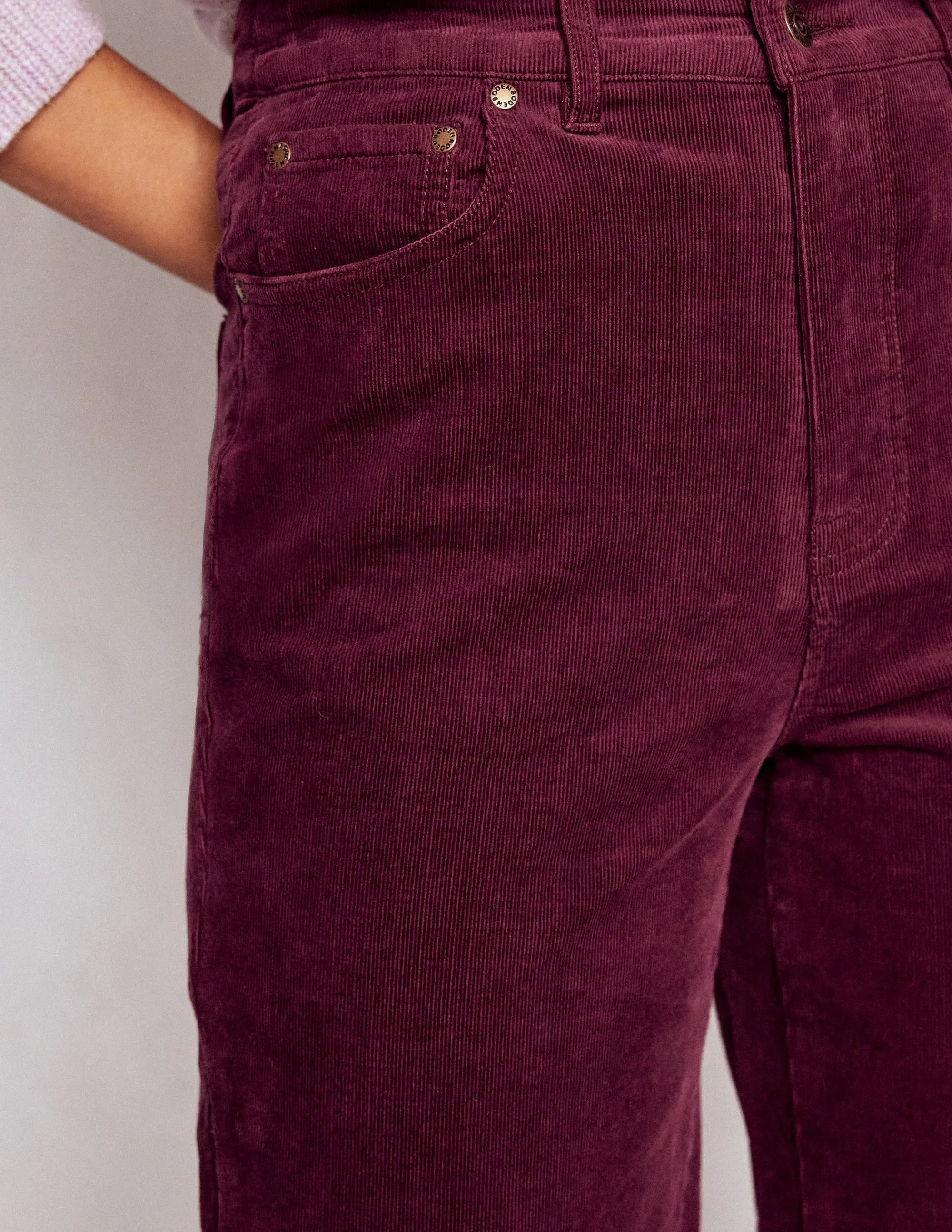 5-Pocket Cord Column Jeans-Burgundy Office Wear Trendy Home Comfort Bold Look Professional Wear