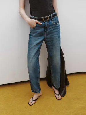Weekend Style Outdoor Adventure Loose Outdoor Adventure Work Meeting Straight Raw Hem Ankle Jeans