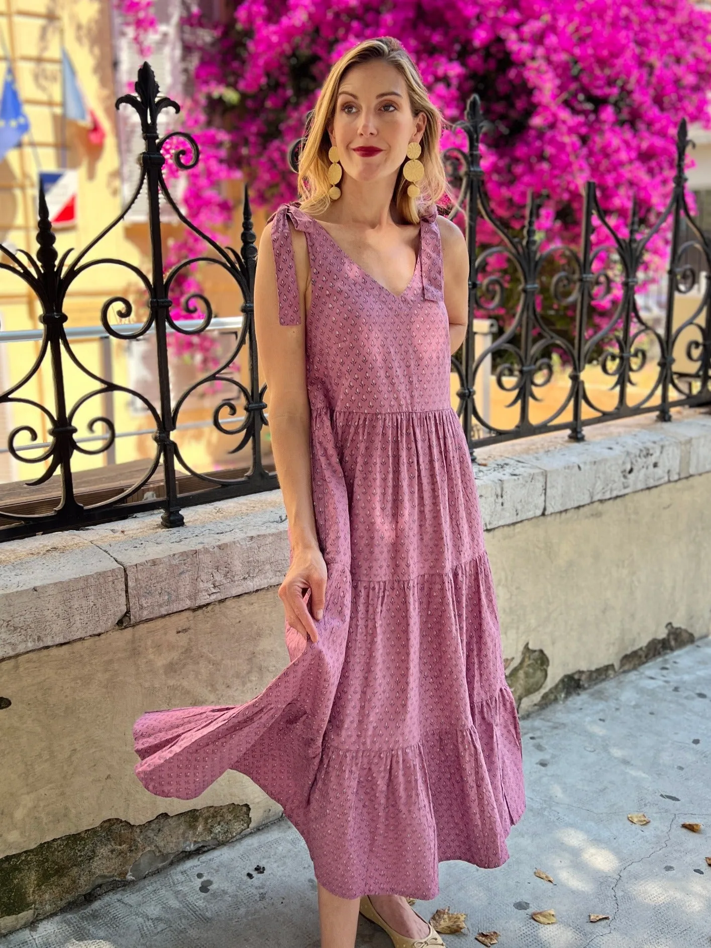 Lorelei Tiered Dress - Purple Buds DurableSeams