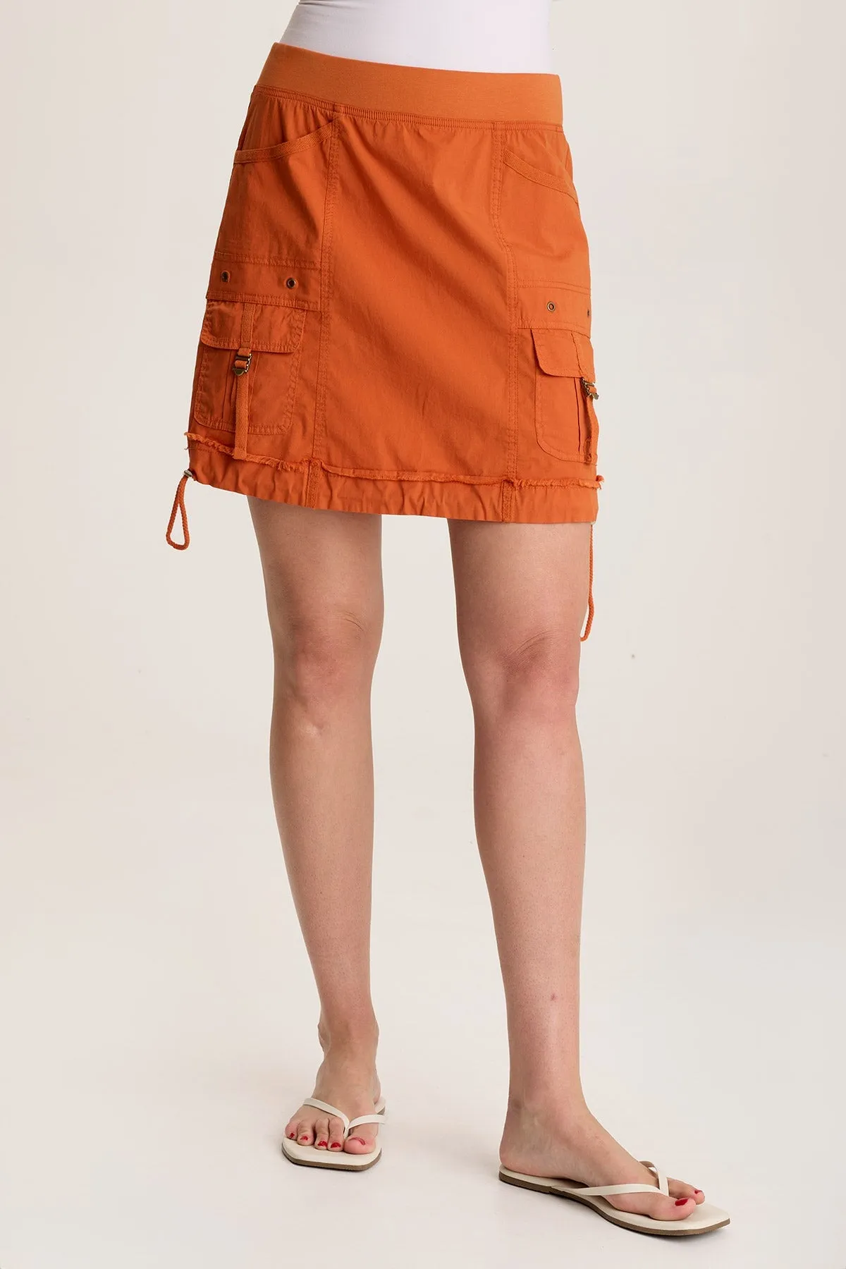 Leticia Poplin Cinched Hem Mini Skirt Seamless transition 4Way Stretch