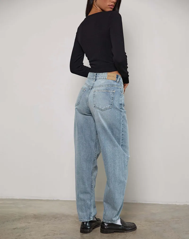 High Rise Barrel Jean in Bleu ZeroWaste Production Holiday Ease