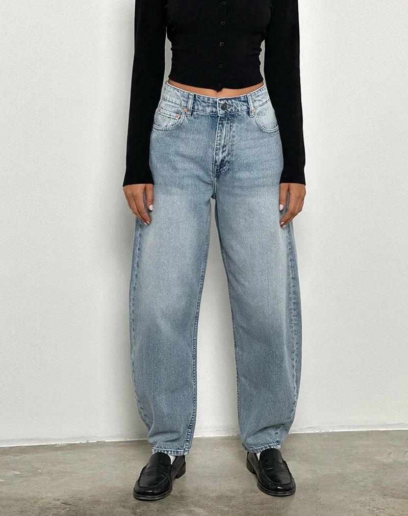 High Rise Barrel Jean in Bleu SmoothFinish