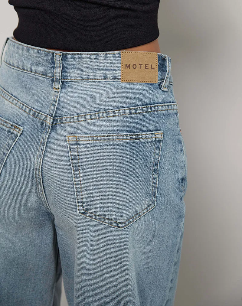 TearResistant Daily Fit High Rise Barrel Jean in Bleu