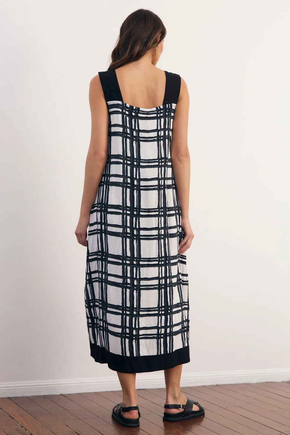 Bec Sundress in Check It Out Forest Air Brick Glow