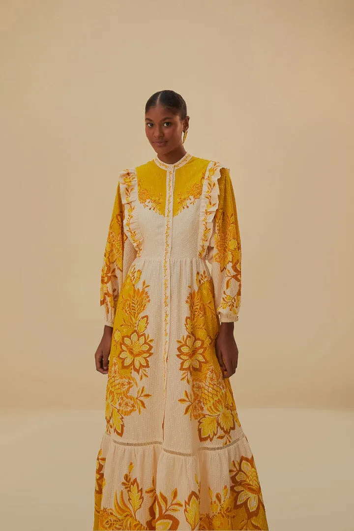 Aura Cream Floral Maxi Dress Tile Court