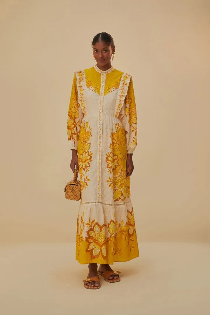 Aura Cream Floral Maxi Dress breath easy