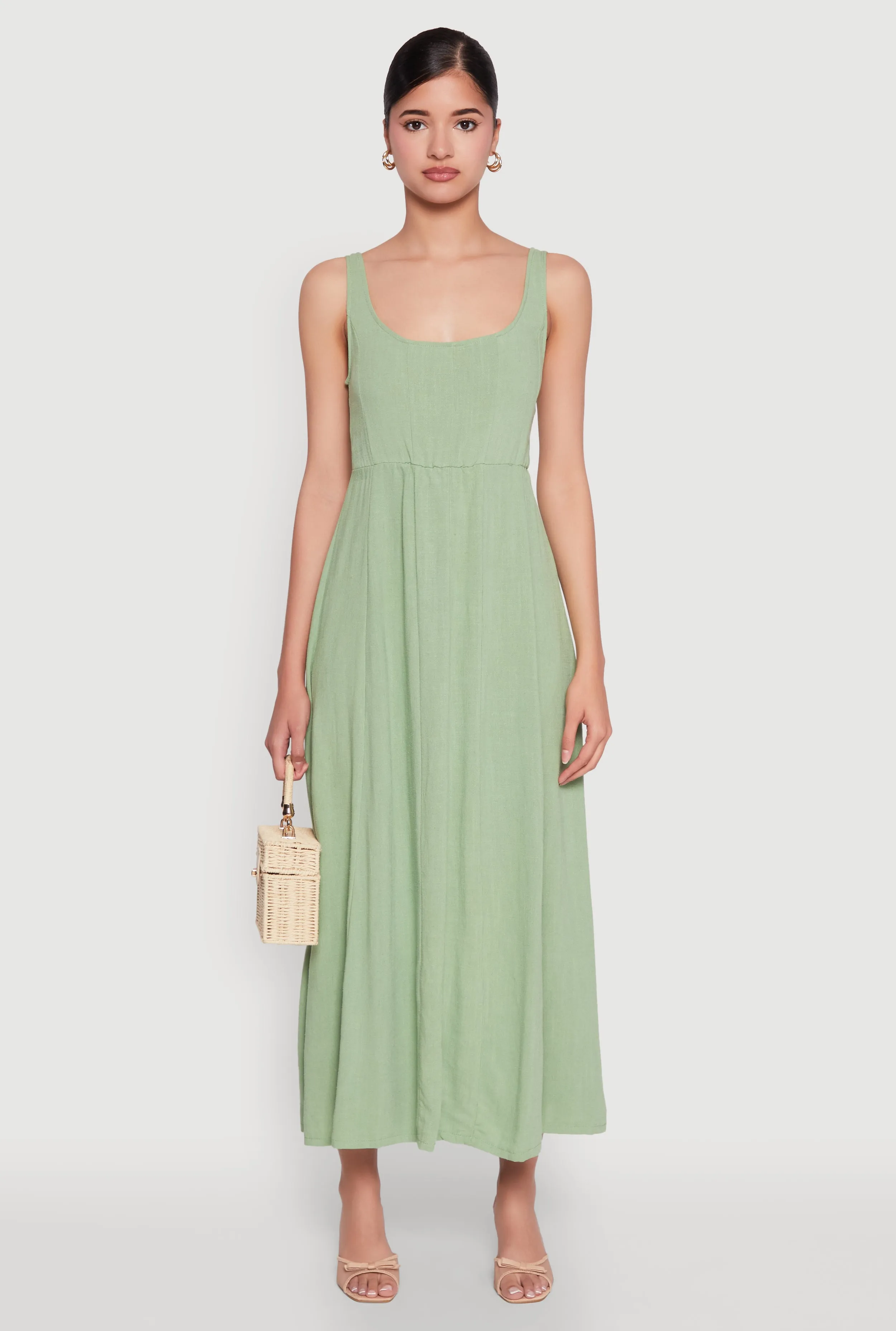 Linen Smocked Back Tank Dress The simple yet stylish design of this maxi dress makes it an ideal choice for any occasion