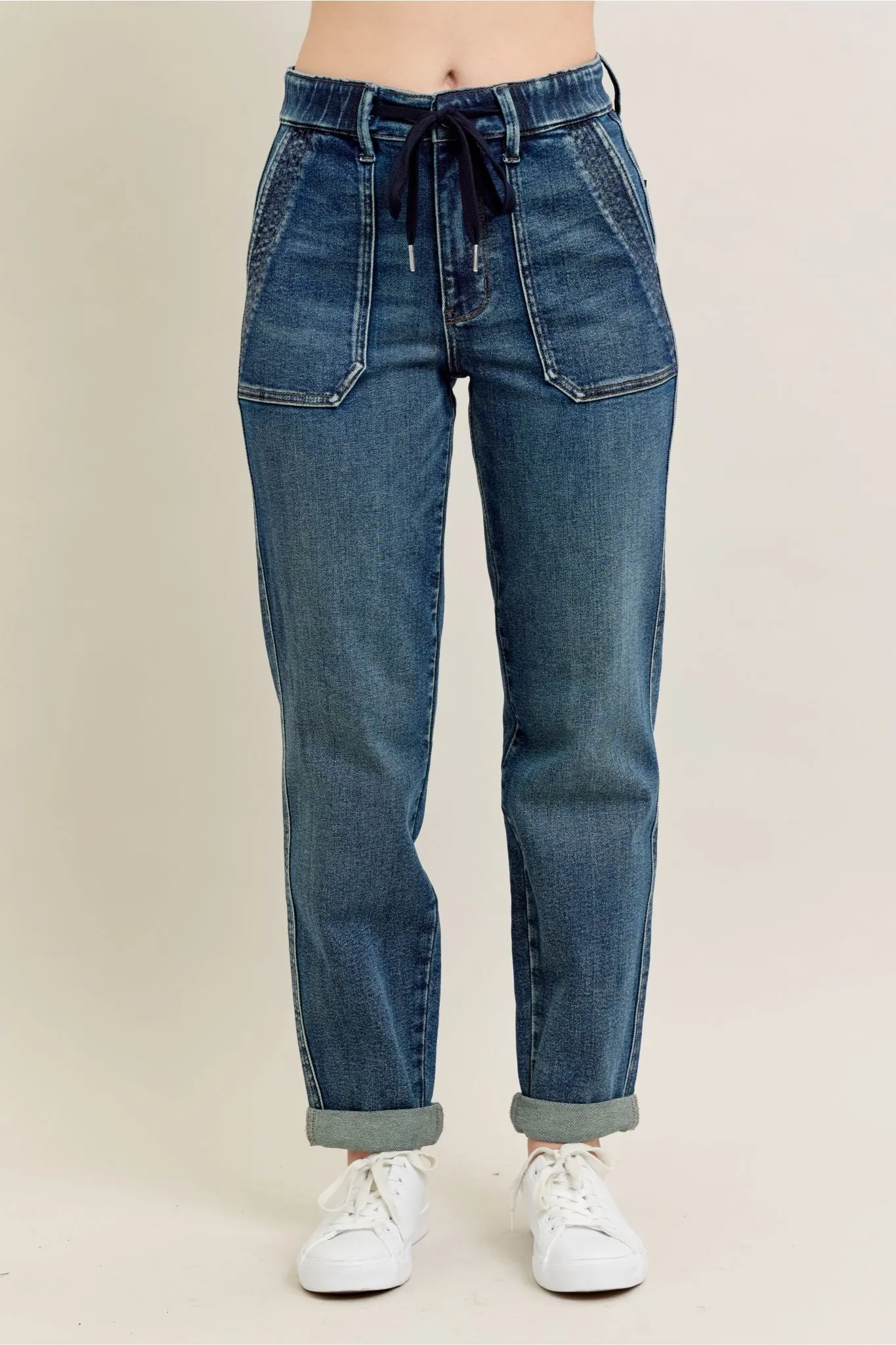 Judy Blue Dark Wash Jogger Jean StaticFree Material