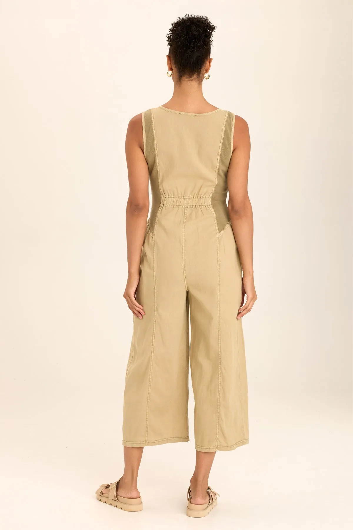 Linen Macgowan Wide Leg Cargo Jumpsuit Nordic Light