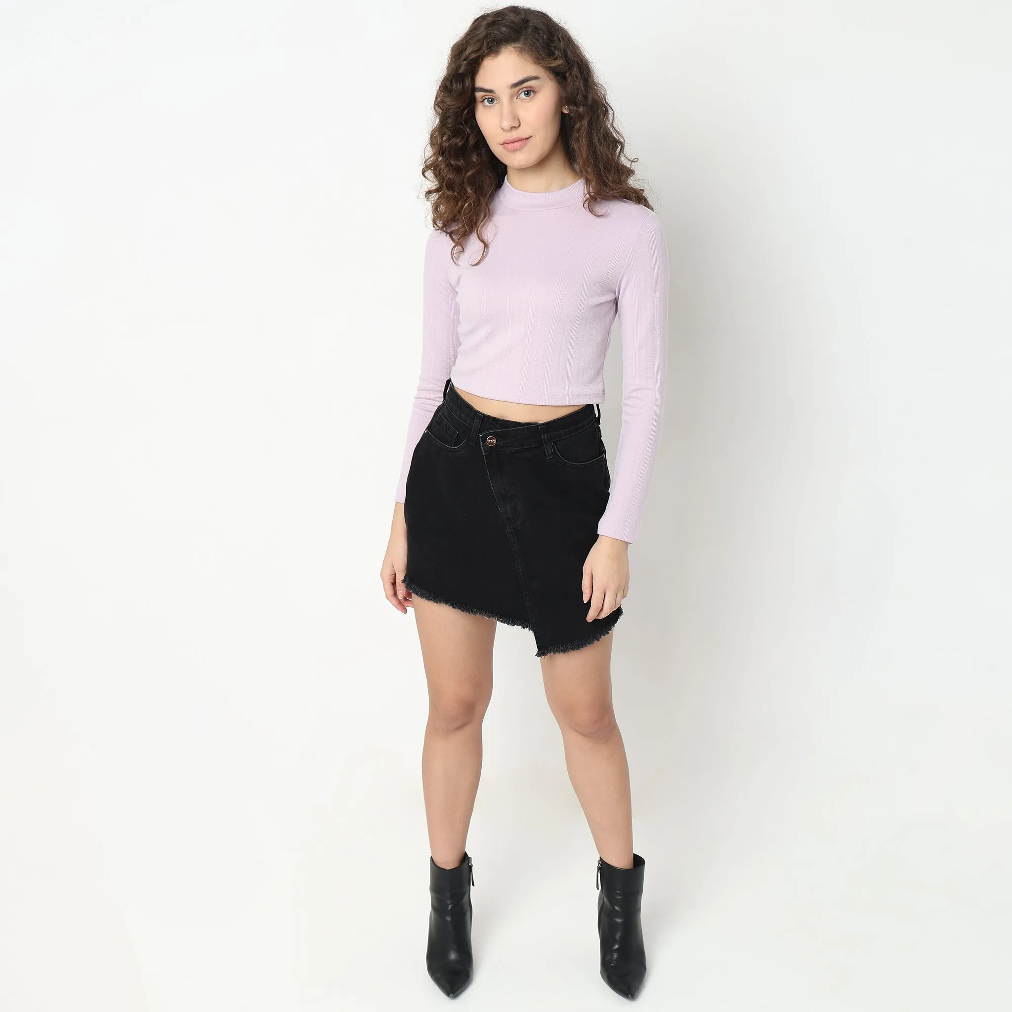 Regular Fit Solid Mid Rise Skirt AntibacterialMaterial AntiStaticMaterial